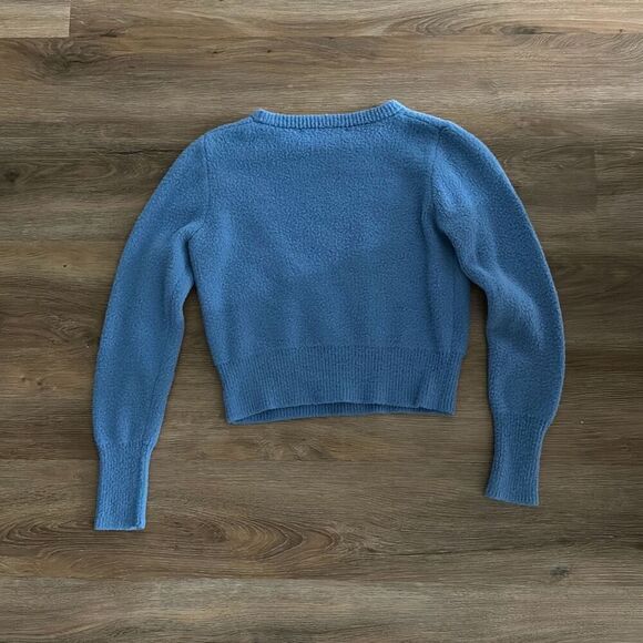 Zara Cropped Bright Blue Fuzzy Sweater - Picture 2 of 2